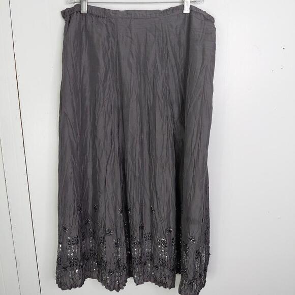 Chicos Skirt Womens M 1 Silk Maxi Beaded Sequin Embroidery Artsy Formal - Picture 2 of 9